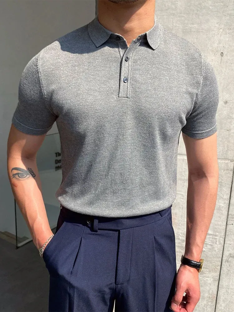 High quality turn down color slim fit classy polo shirt