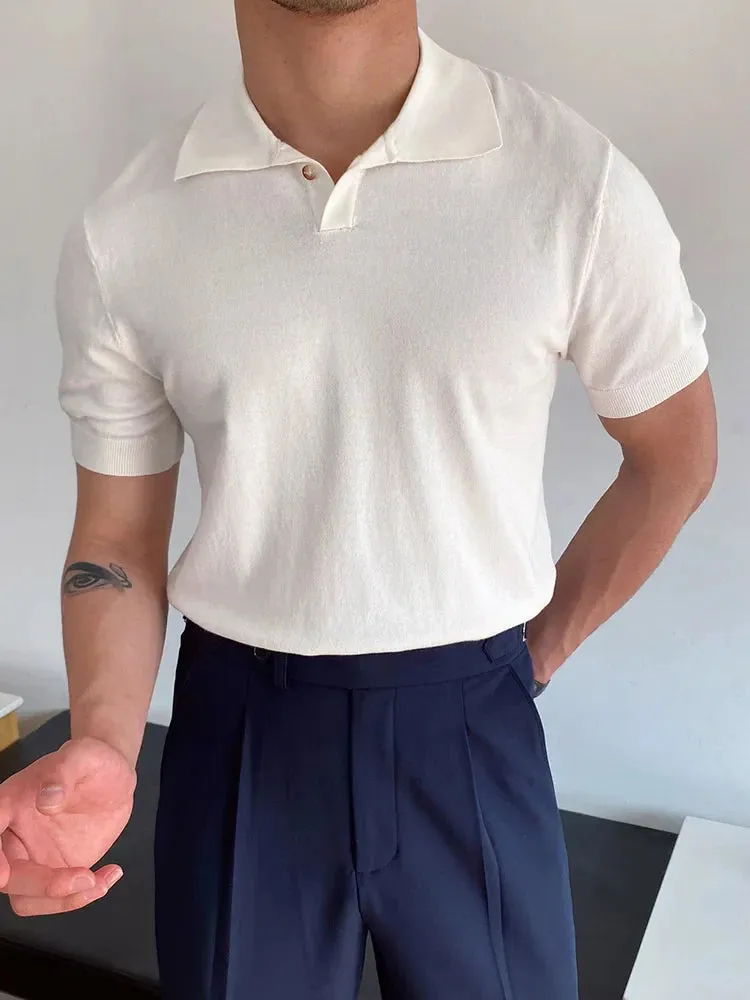 High quality turn down color slim fit classy polo shirt