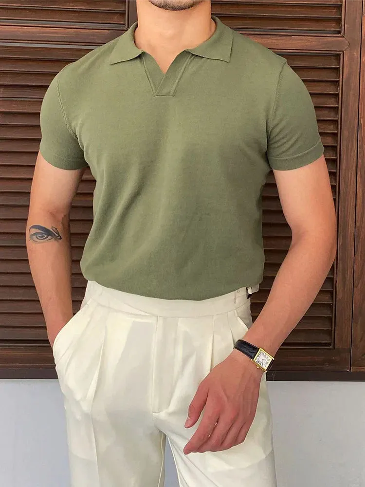 High quality turn down color slim fit classy polo shirt