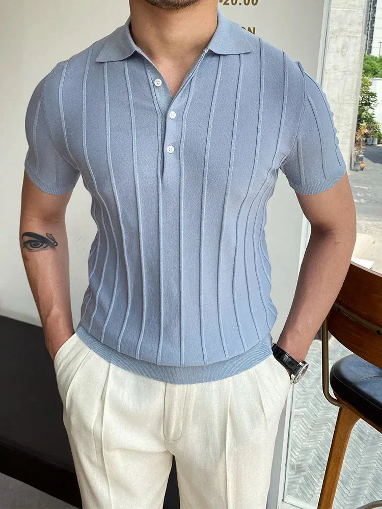 High quality turn down color slim fit classy polo shirt