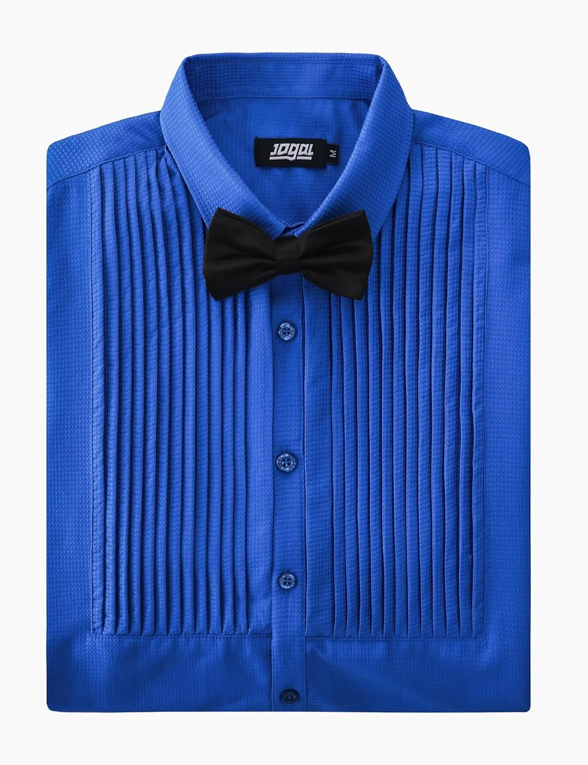 JOGAL Men's Tuxedo Shirt Pleated Dress Shirts with Bow Tie for Party Wedding