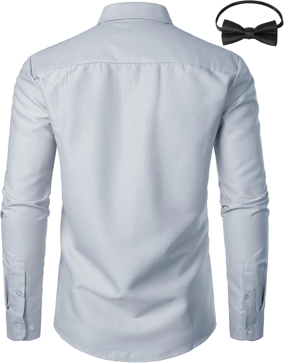 JOGAL Men's Tuxedo Shirt Pleated Dress Shirts with Bow Tie for Party Wedding