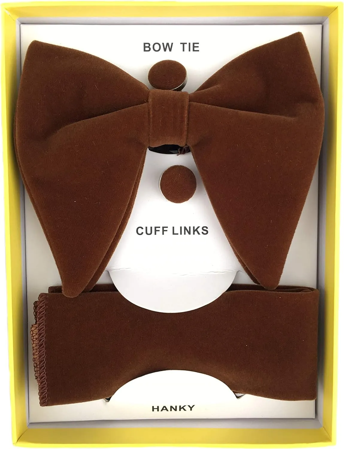 Justar Mens Pre-Tied Bow Tie Tuxedo Oversized Velvet Bowtie Cufflinks Hankie Combo Sets