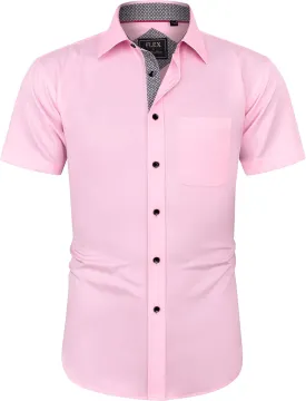 J.VER Men's Short Sleeve Dress Shirts Stretch Wrinkle Free Casual Button Down Shirts with Pocket for Business Wedding