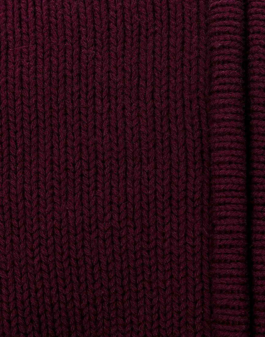 Ladies Ribbed High Neck Full Zip Mid-Length Cardigan