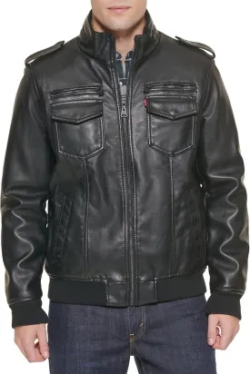 Levi's Mens Faux Leather Aviator Bomber Jacket (Regular & Big & Tall Sizes)