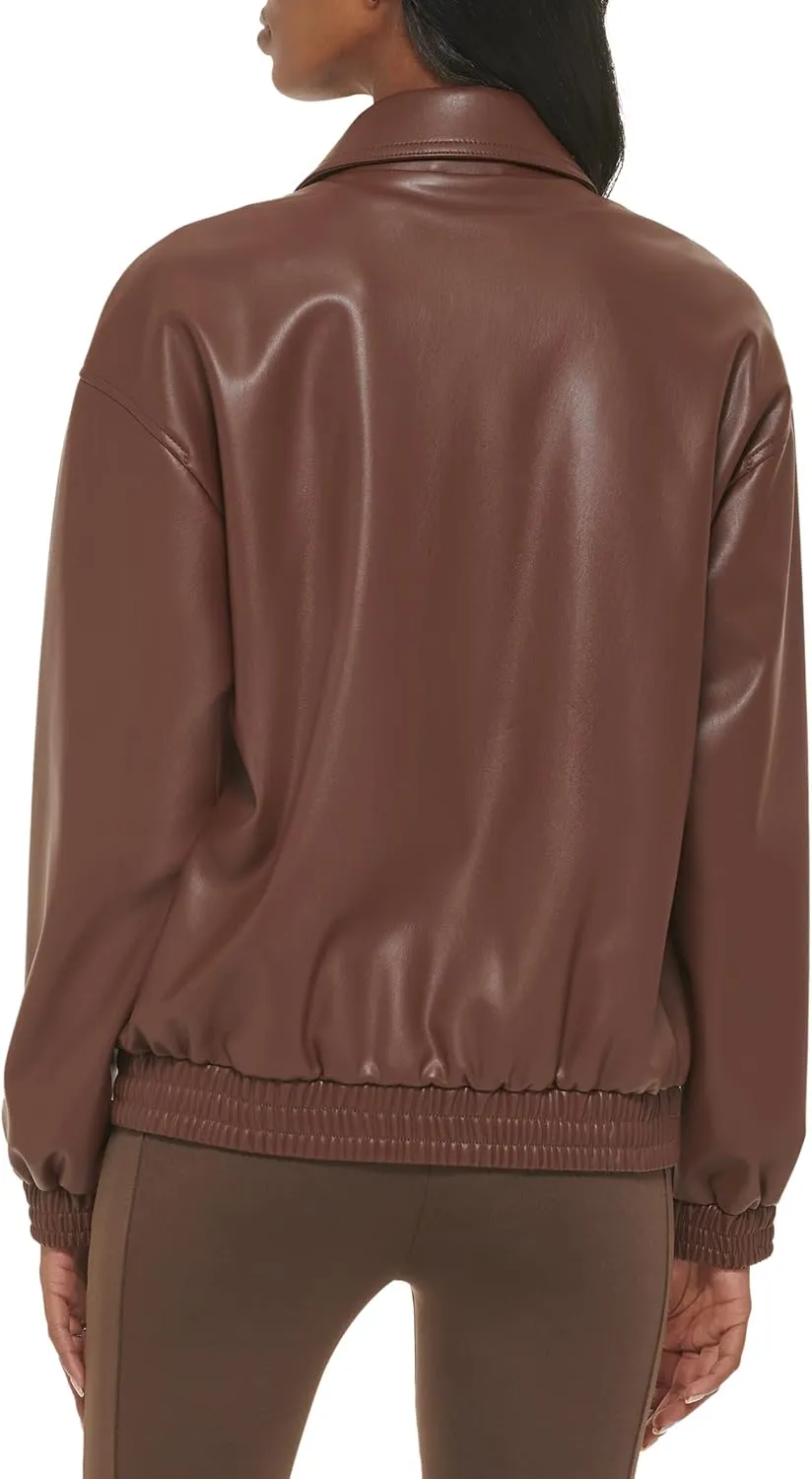 Levi's Women's Faux Leather Lightweight Dad Bomber Jacket