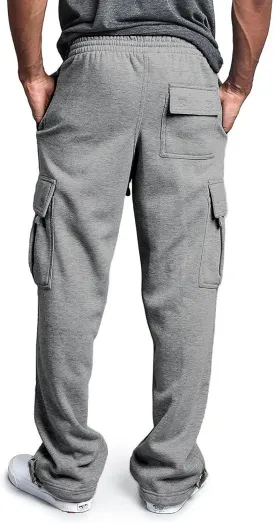 Linen Pants for Men 2023 Fashion Drawstring Stretch Solid Cargo Trousers Multi Pockets Athletic-Fit Sweatpants