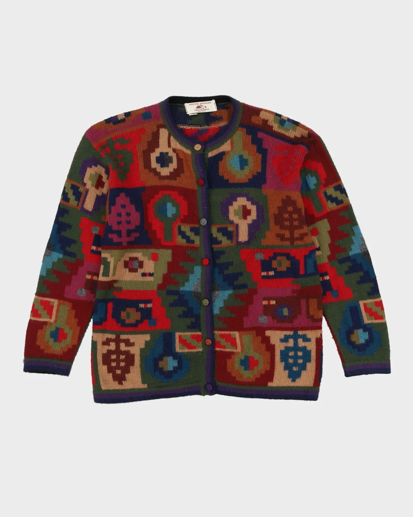 Made in Peru Alpaca Patterned Knitted Cardigan - M