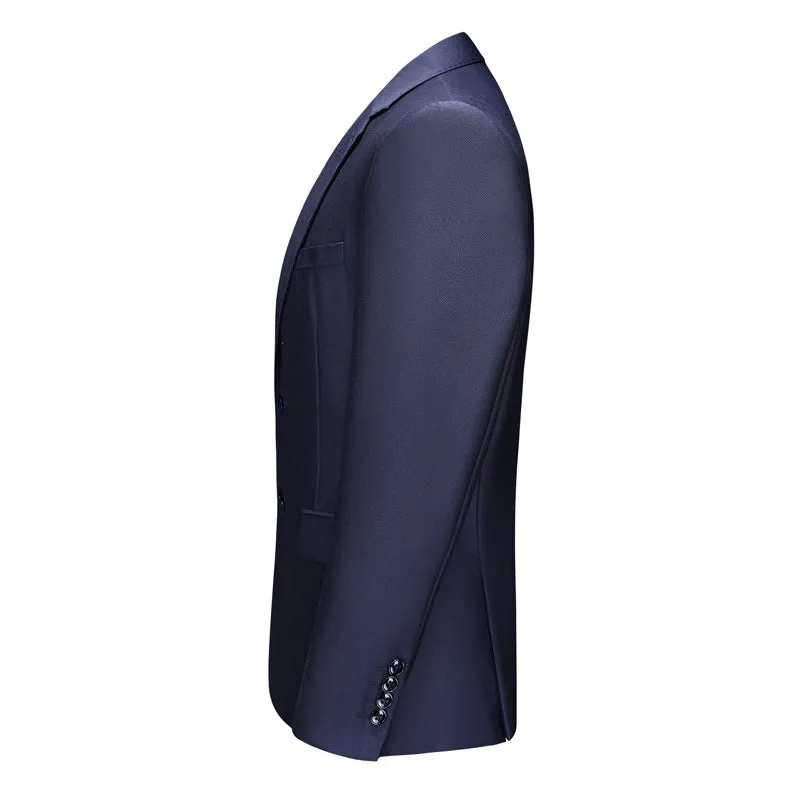 Men's 3-Piece Classic Two Button Navy Blue Tuxedo Jacket
