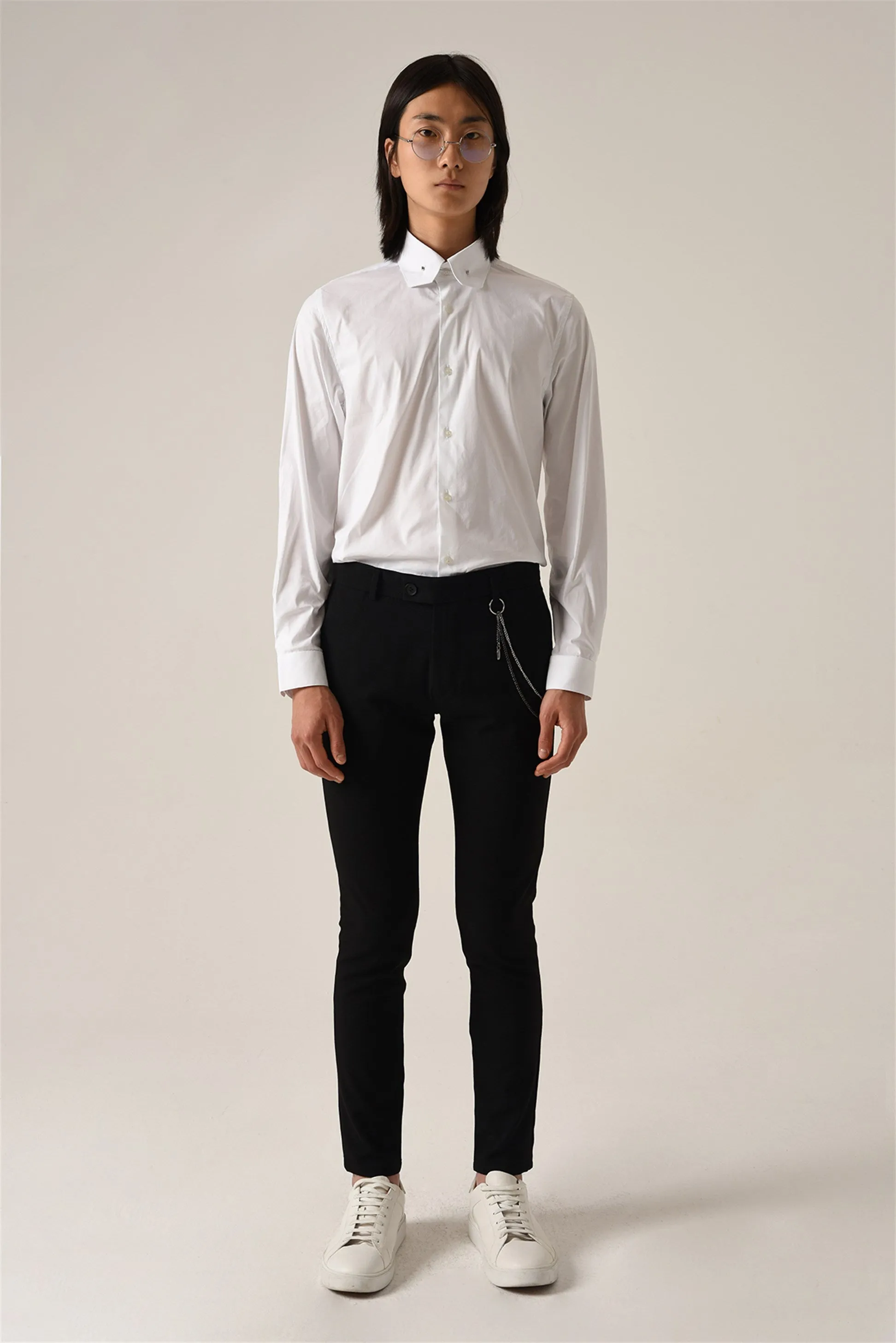 Men's Black Accessory Detail Slim Fit Trousers - Wessi