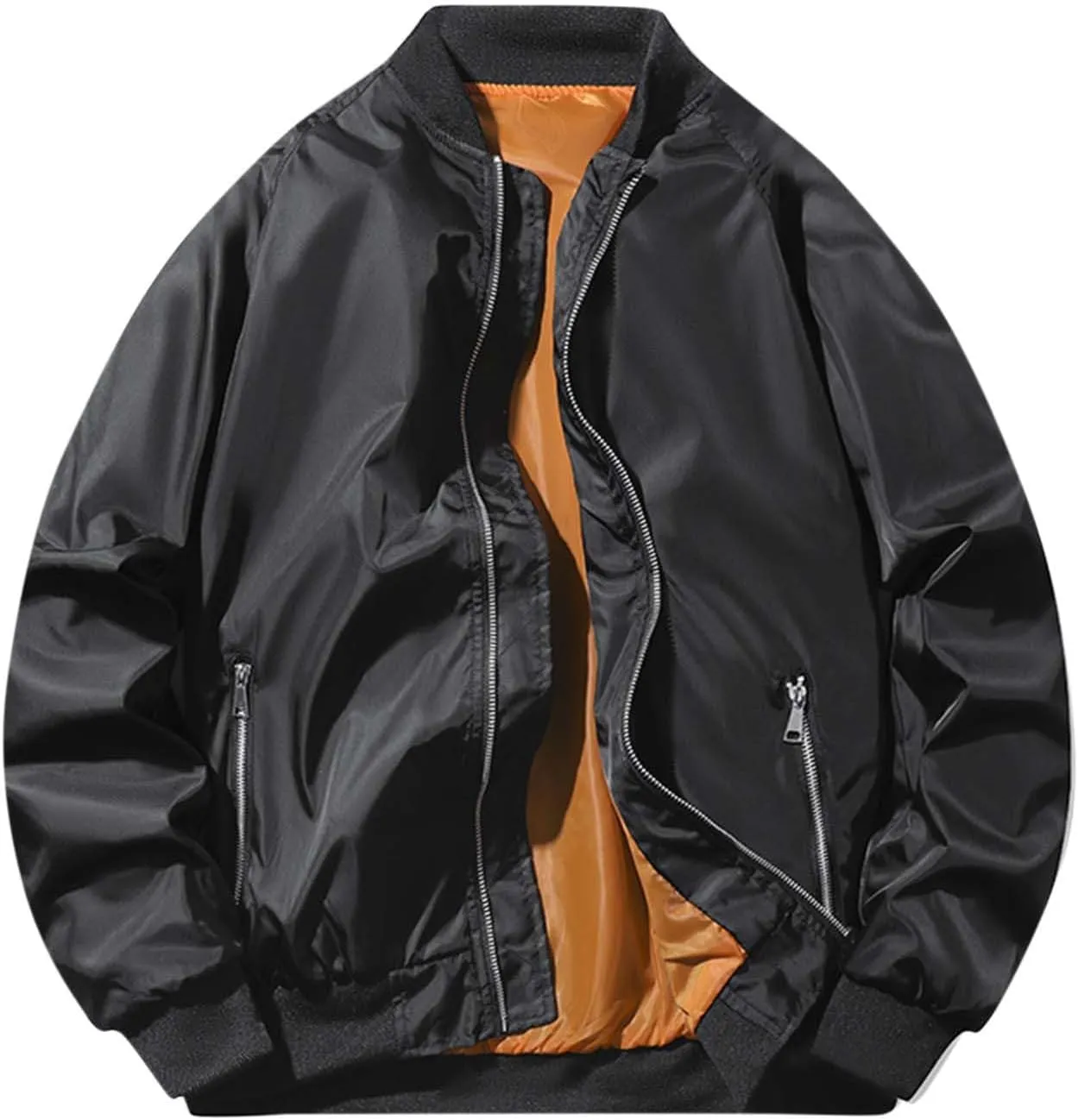 Men's Bomber JacketCausal Oversized Winter Bomber Jacket Men Warm Big and Tall Elastic Cuff Windproof Quilted Jacket