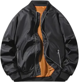 Men's Bomber JacketCausal Oversized Winter Bomber Jacket Men Warm Big and Tall Elastic Cuff Windproof Quilted Jacket