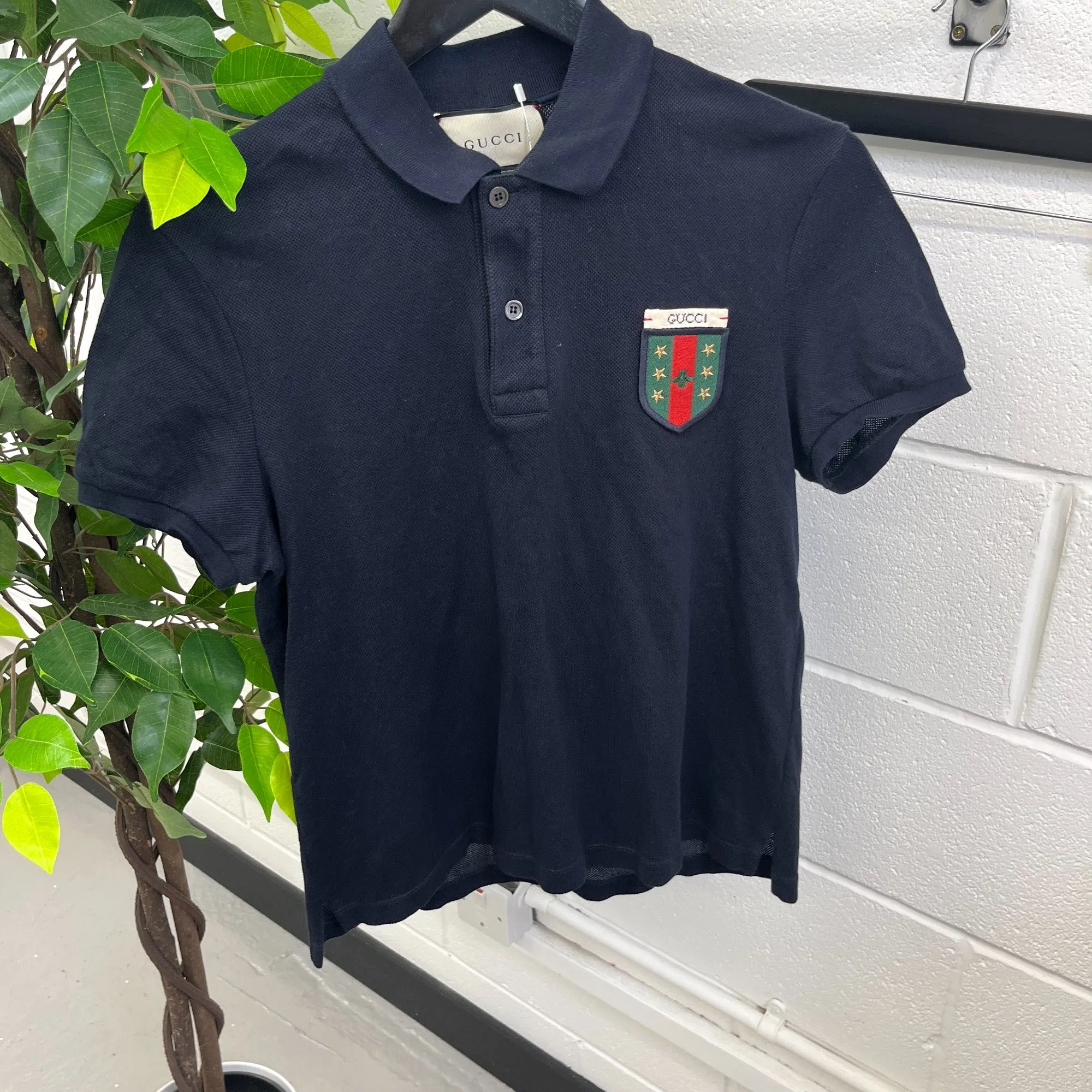 Men's Crest Logo Polo Shirt Navy Size S