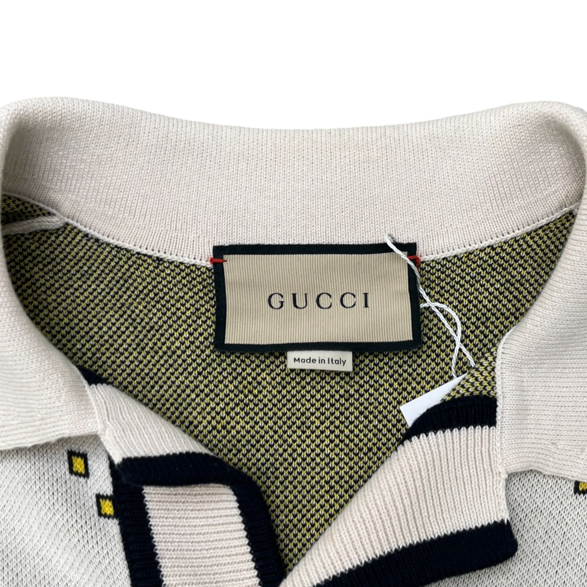 Men's Gg Jacquard Bowling Polo Shirt Cream Size S