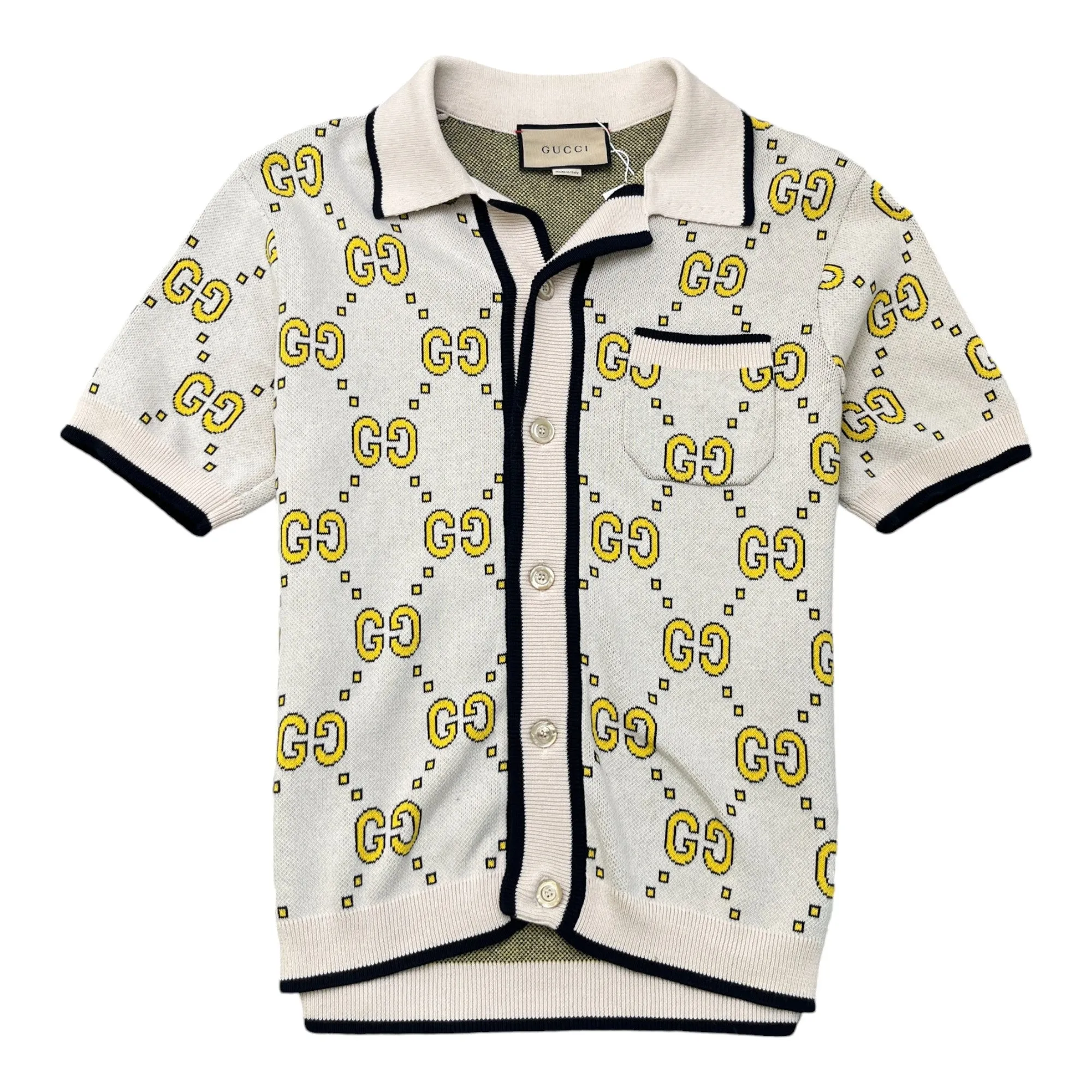 Men's Gg Jacquard Bowling Polo Shirt Cream Size S