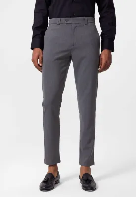 Men's Grey Slim Fit Straight Accessory Fabric Trousers - Wessi