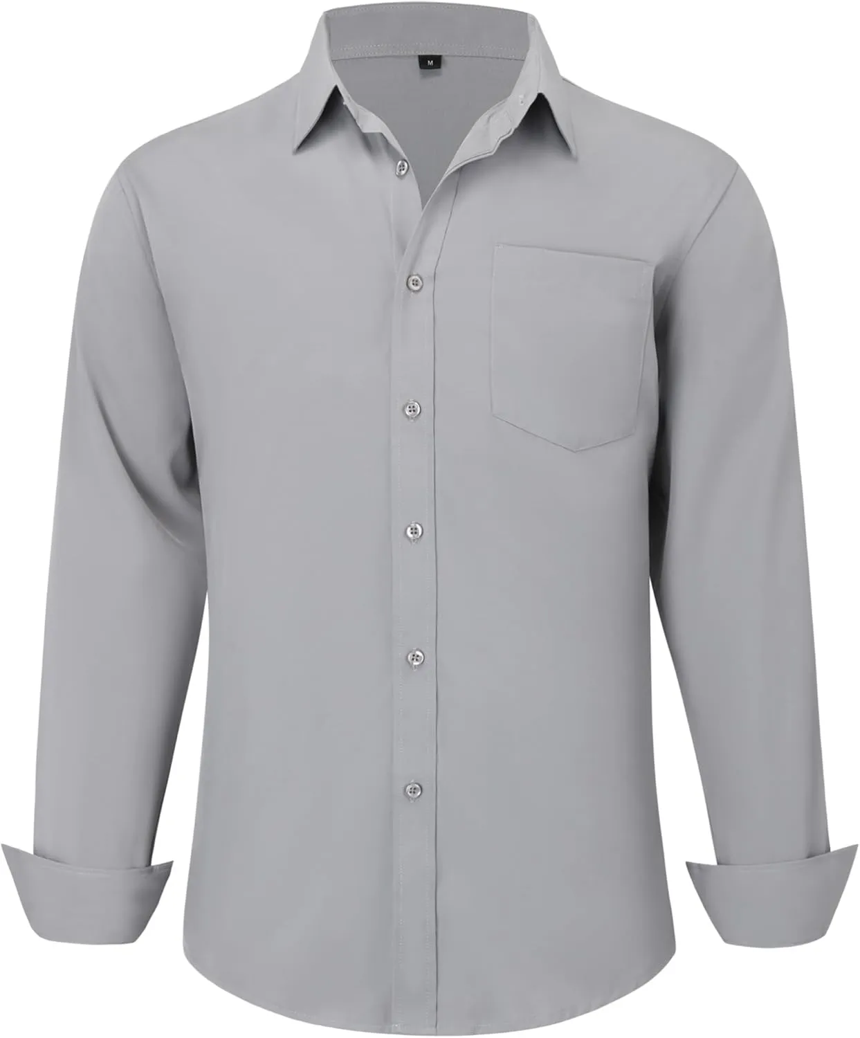 Men's Long Sleeve Dress Shirts, Regular Fit Stretch Wrinkle-Free Business Casual Button-Down Shirts with Front Pocket