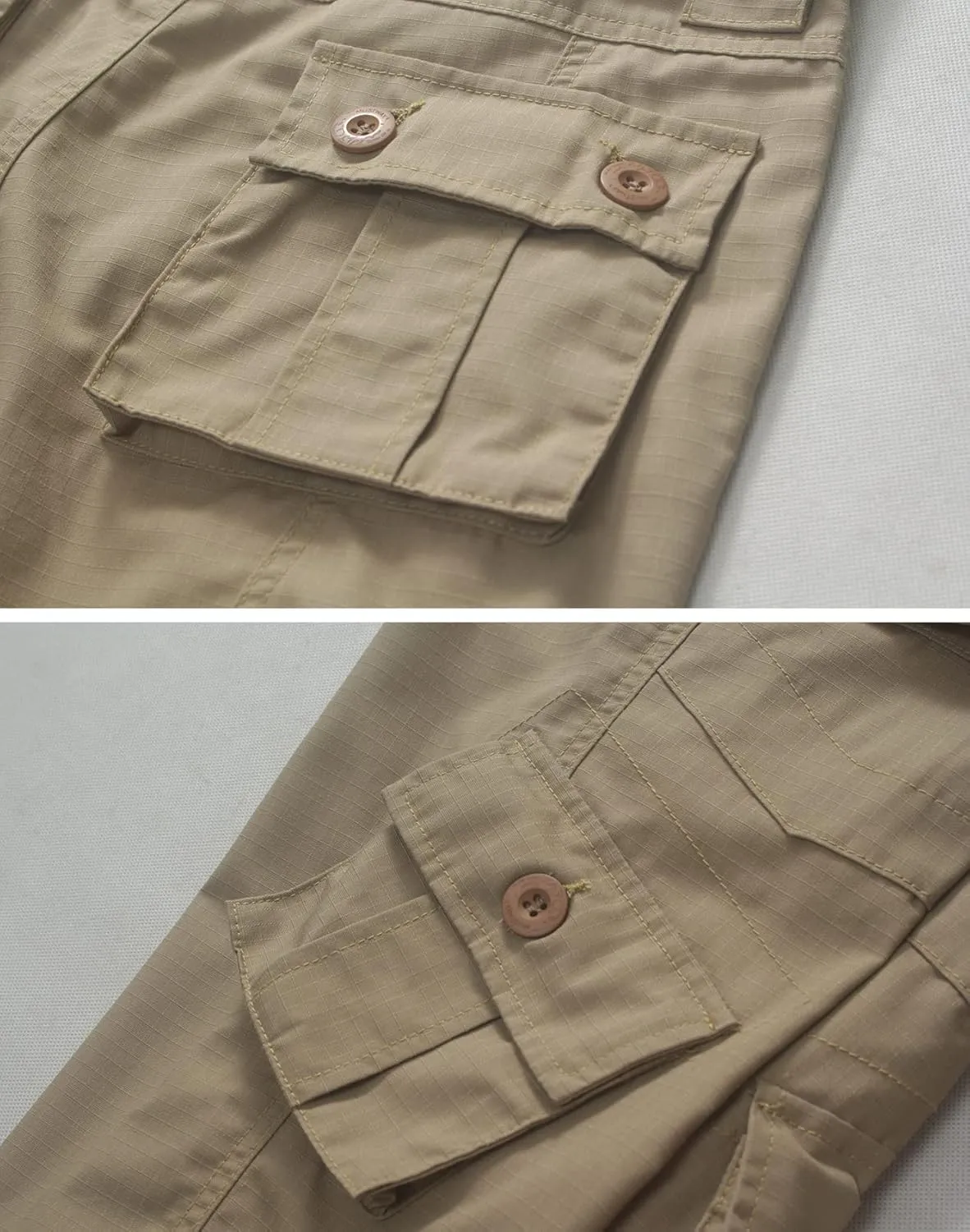 Men's Outdoor Hiking Pants, Elastic Waist Cargo Pants for Men Casual Work Ripstop Tactical Pants with 9 Pockets