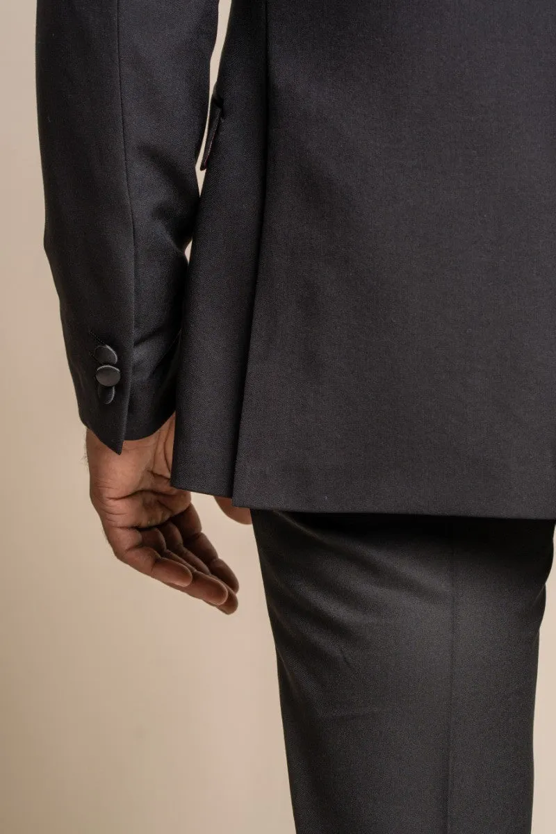 Men's Slim Fit Tuxedo Black Suit - Black