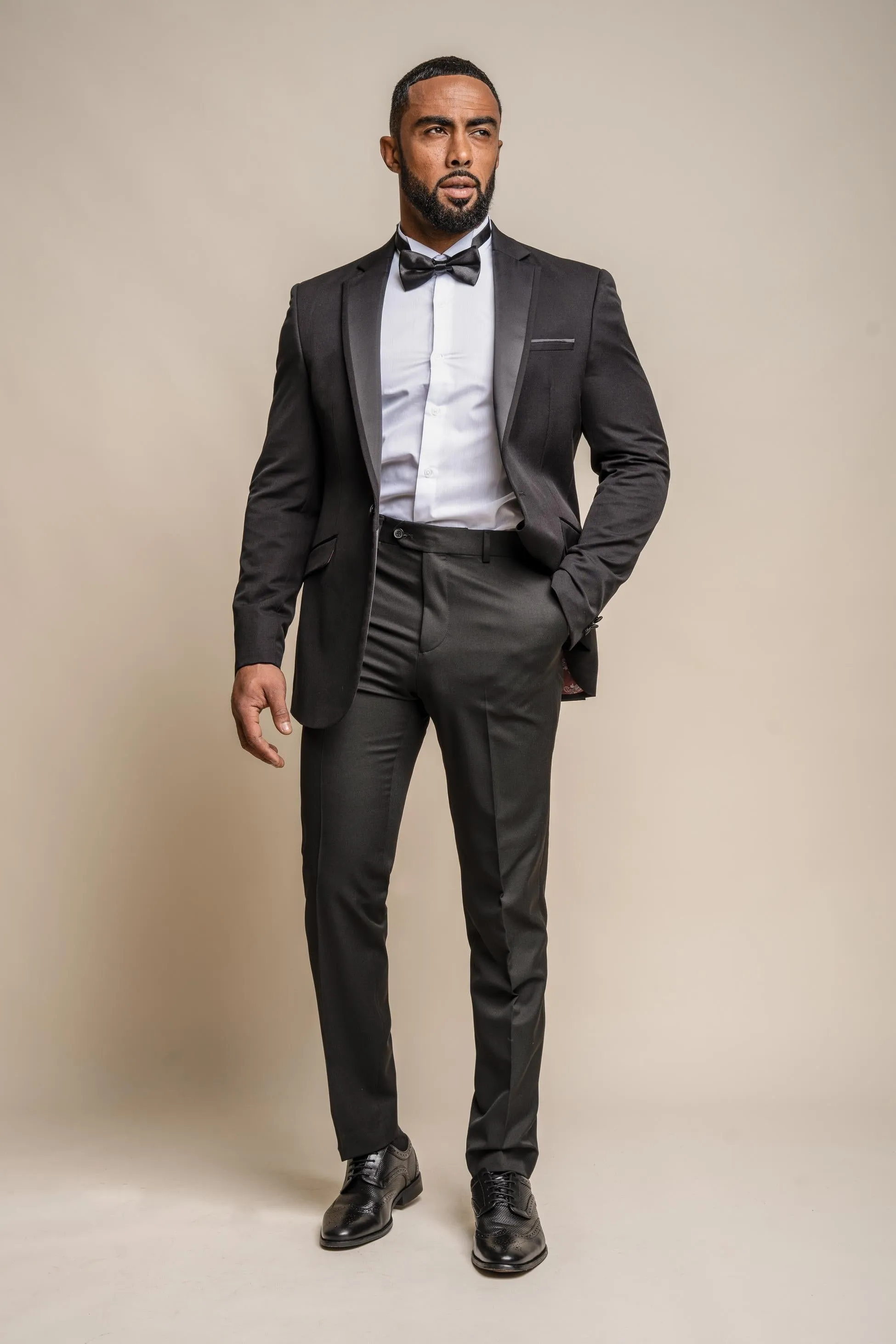 Men's Slim Fit Tuxedo Black Suit - Black