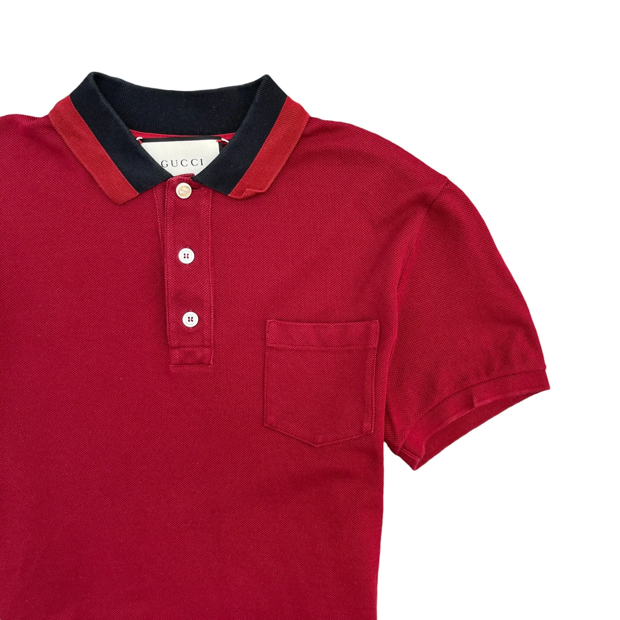 Men's Web Stripe Polo Shirt Burgundy Size M
