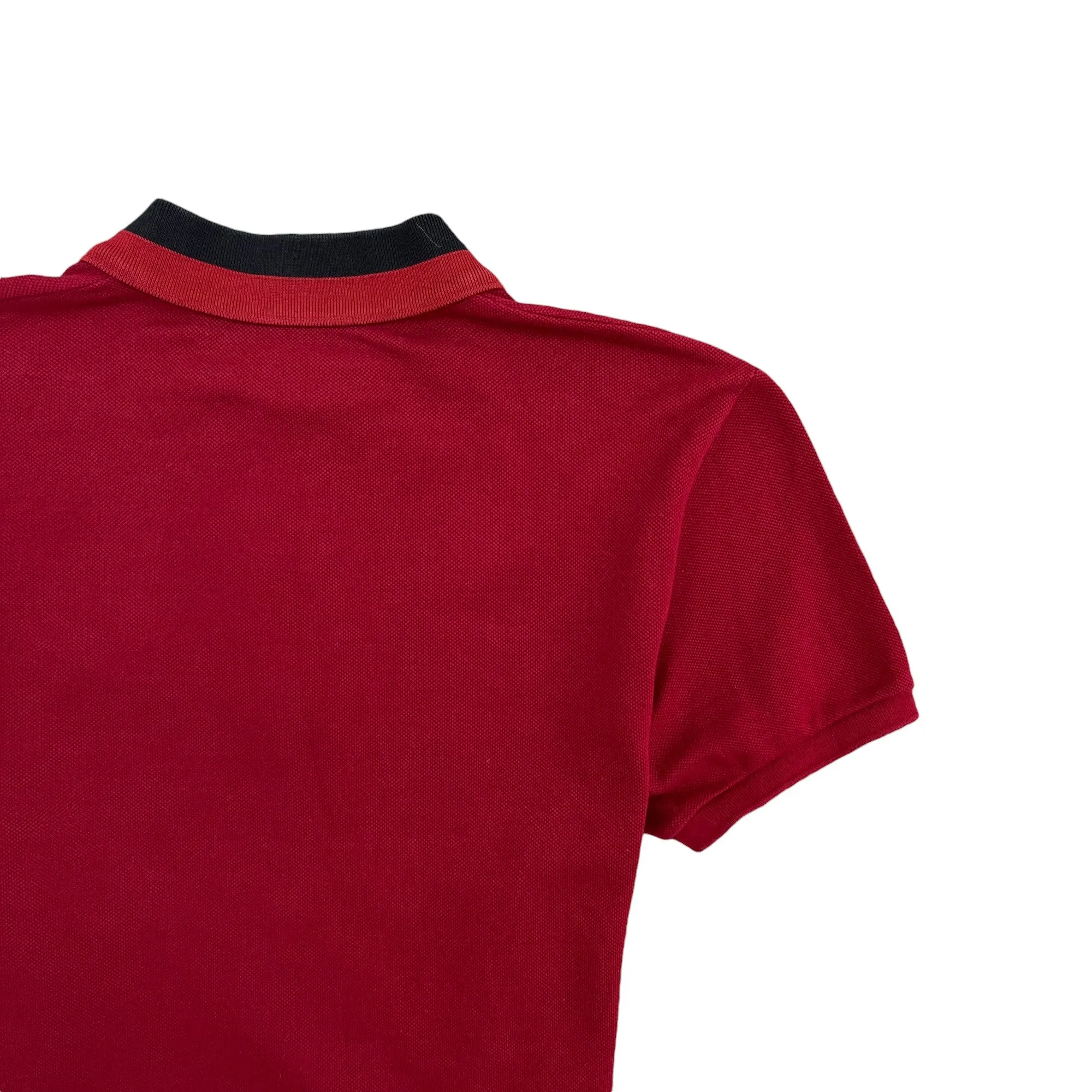 Men's Web Stripe Polo Shirt Burgundy Size M