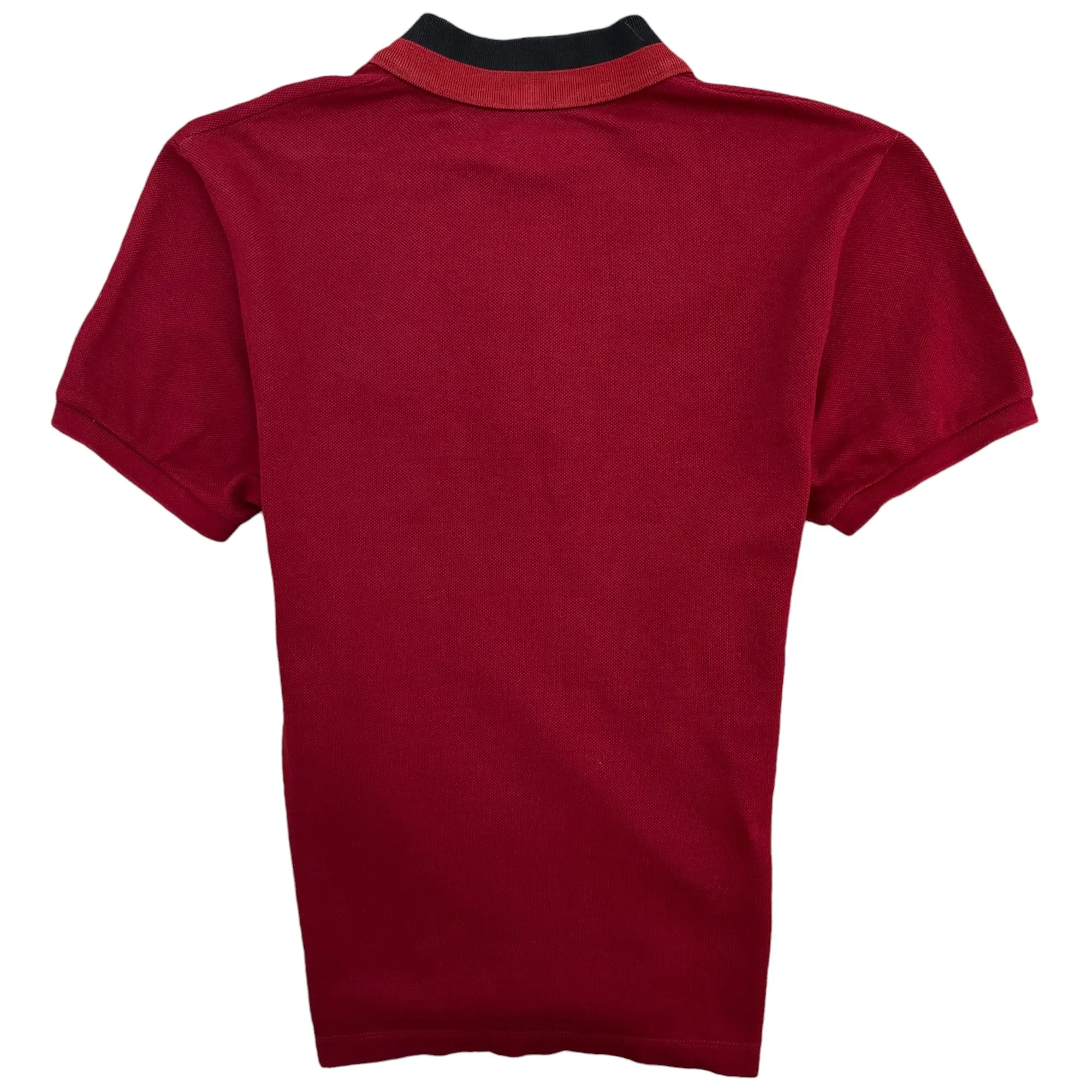 Men's Web Stripe Polo Shirt Burgundy Size M