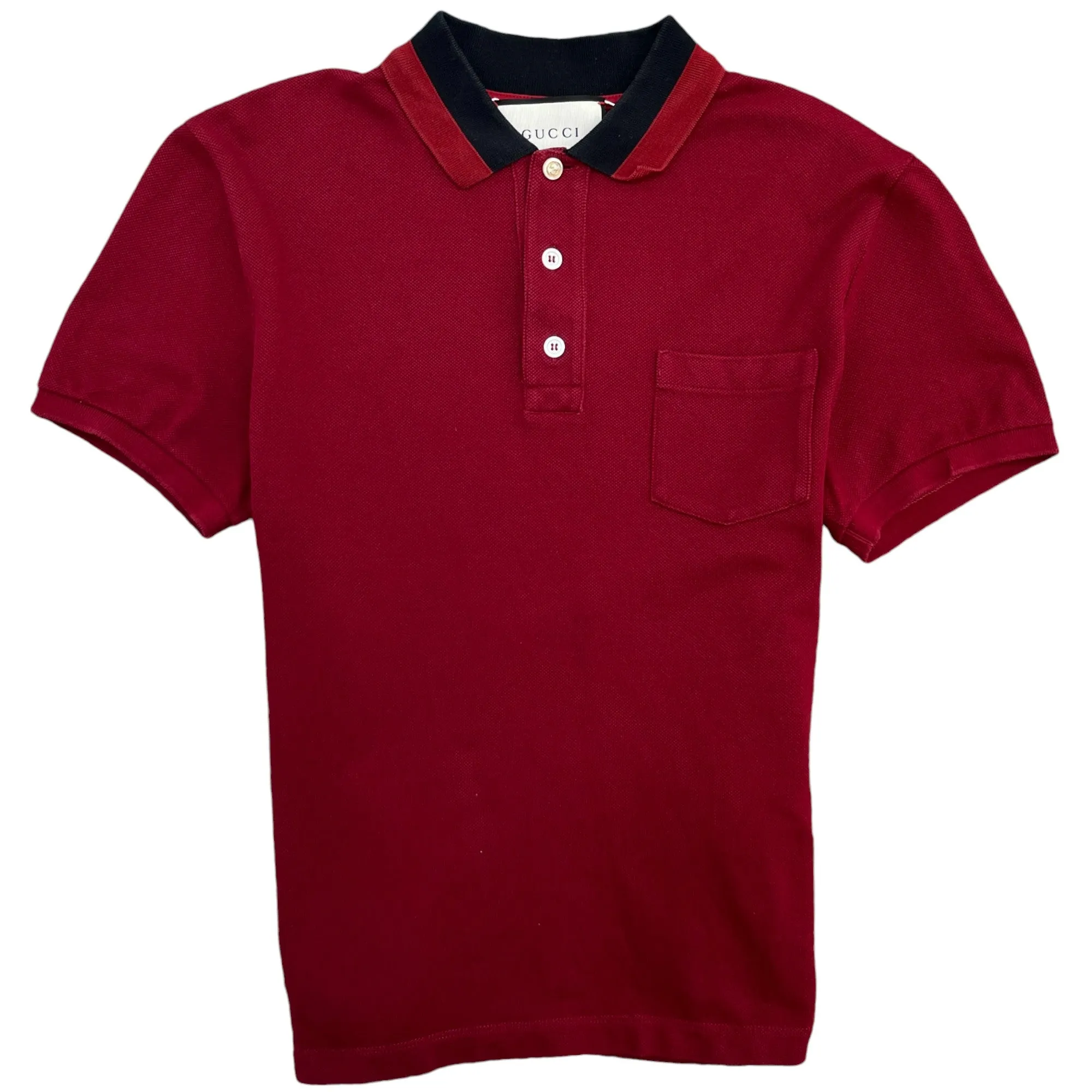 Men's Web Stripe Polo Shirt Burgundy Size M