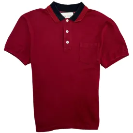 Men's Web Stripe Polo Shirt Burgundy Size M