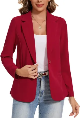 MINTLIMIT Blazers for Women Long Sleeve Button Front Blazer Lapel Business Casual Work Office Suit Jackets with Pockets