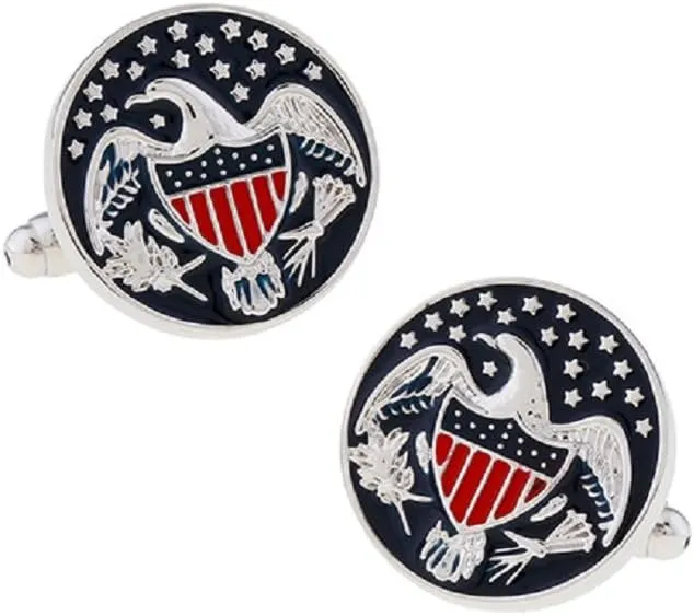 MRCUFF Seal America American Eagle USA President POTUS Pair of Cufflinks in a Presentation Gift Box & Polishing Cloth