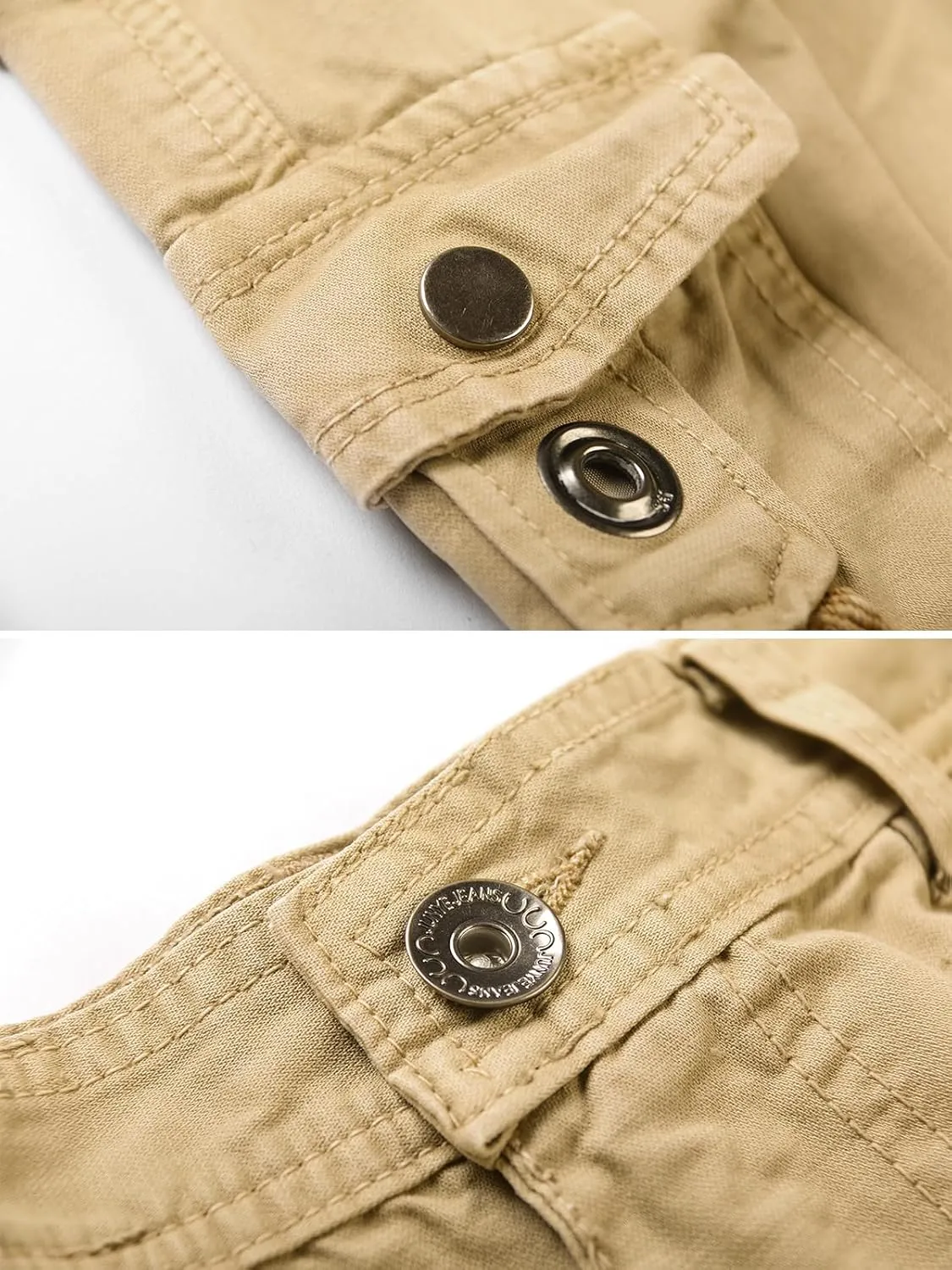 OCHENTA Men's Cotton Casual Baggy Cargo Work Travel Pants with Multi Pockets Relaxed Loose Fit (No Belt)