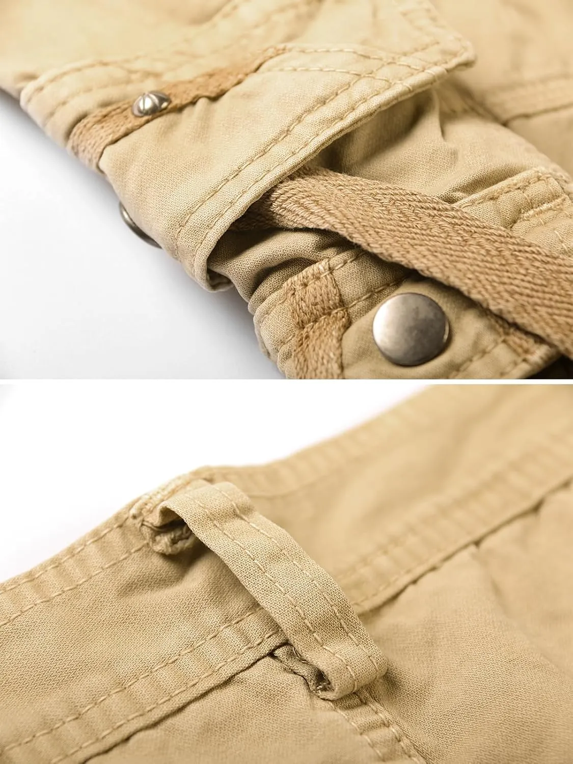 OCHENTA Men's Cotton Casual Baggy Cargo Work Travel Pants with Multi Pockets Relaxed Loose Fit (No Belt)