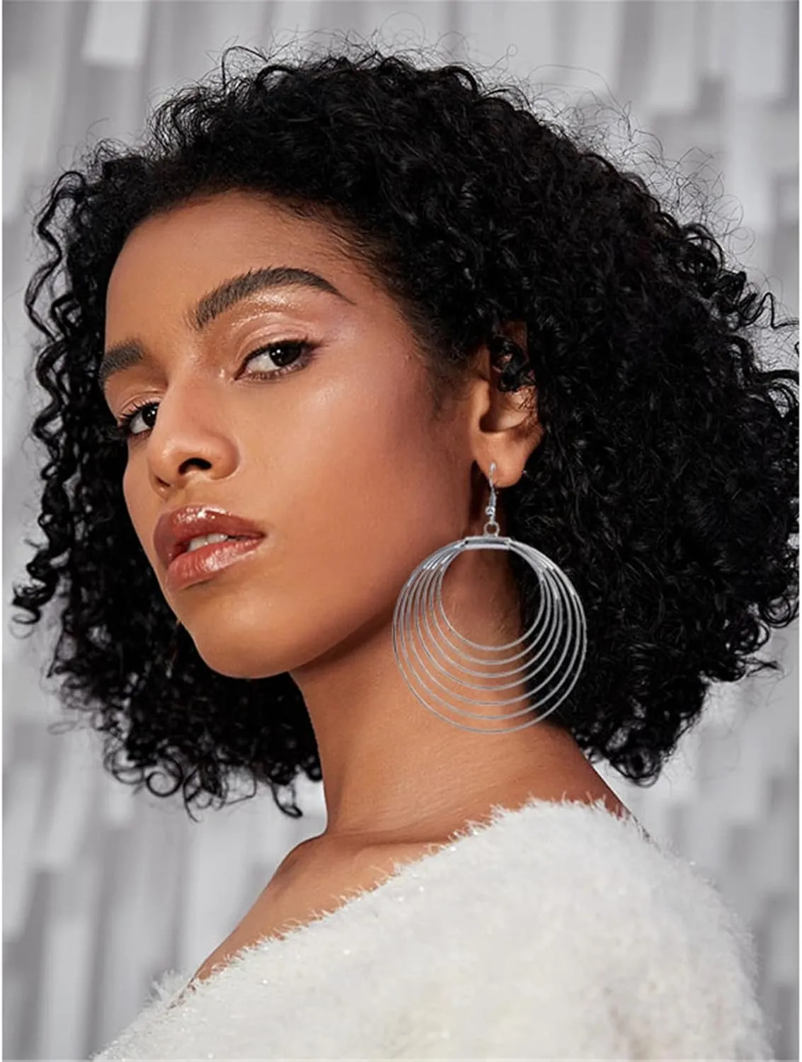 ONLYJUMP Multilayer Round Hoop Earrings for Women Personality Fashion Large Smooth Thin Metal Circle Geometric Boho Multiple Drawing Dangle Drop Statement Earrings Minimalist Jewelry Ladies Gifts
