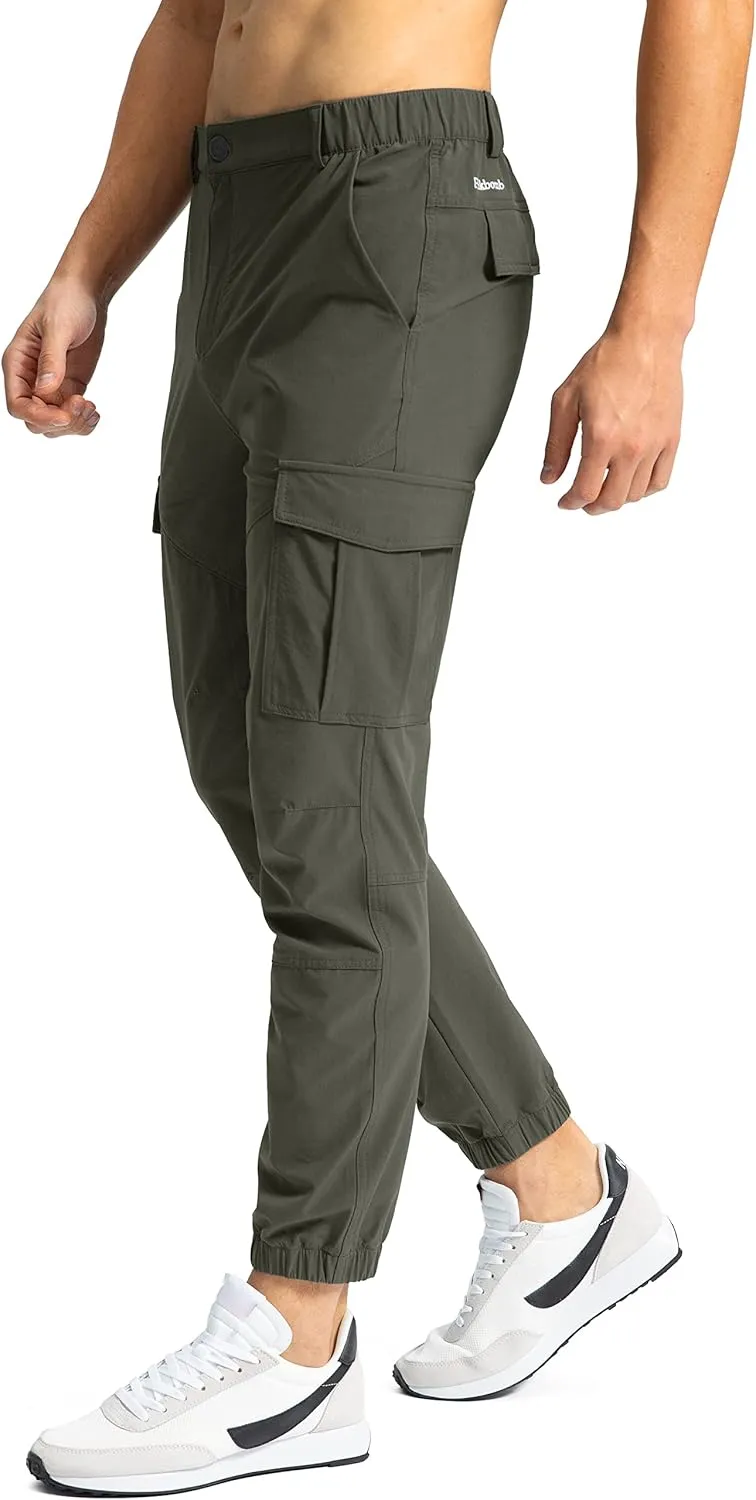 Pinkbomb Men's Hiking Cargo Pants with 7 Pockets Slim Fit Stretch Joggers Golf Cargo Work Pants for Men