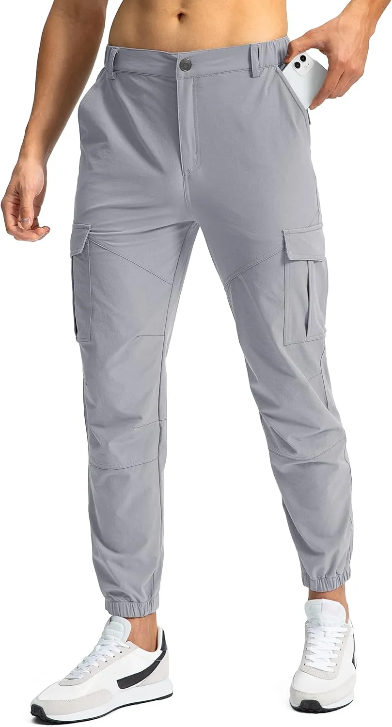 Pinkbomb Men's Hiking Cargo Pants with 7 Pockets Slim Fit Stretch Joggers Golf Cargo Work Pants for Men