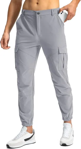 Pinkbomb Men's Hiking Cargo Pants with 7 Pockets Slim Fit Stretch Joggers Golf Cargo Work Pants for Men