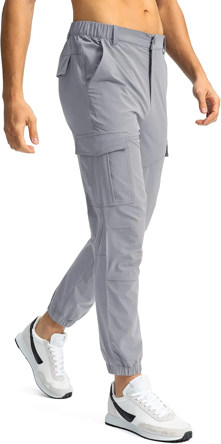 Pinkbomb Men's Hiking Cargo Pants with 7 Pockets Slim Fit Stretch Joggers Golf Cargo Work Pants for Men