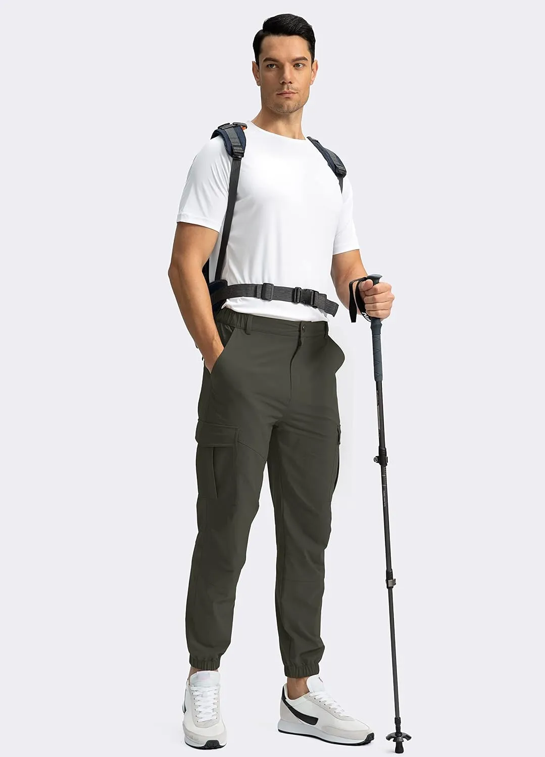 Pinkbomb Men's Hiking Cargo Pants with 7 Pockets Slim Fit Stretch Joggers Golf Cargo Work Pants for Men