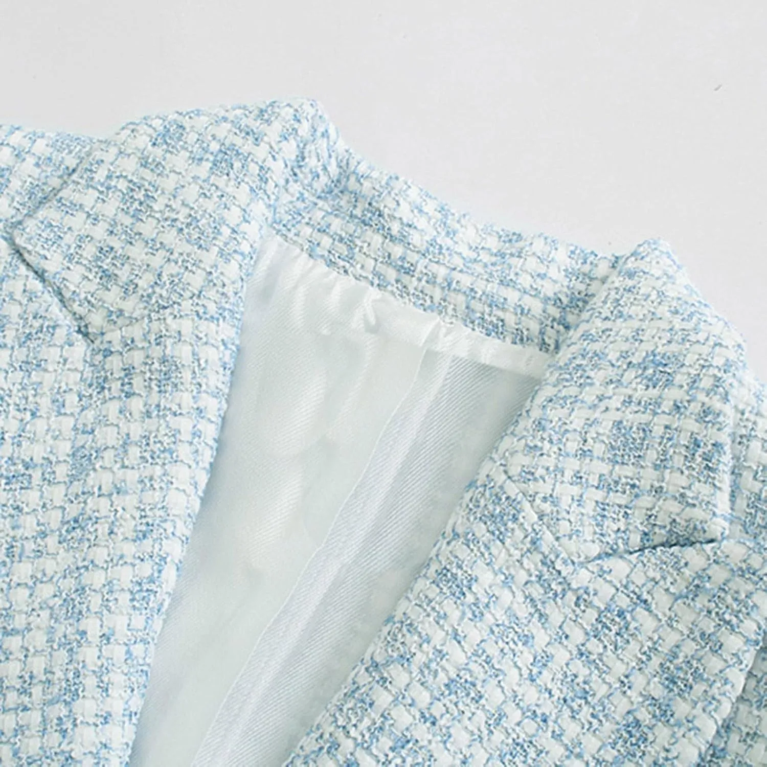 Plaid Double Breasted Blazer Jacket for Women 2024 Fashion Elegant Open Front Casual Work Office Pocket Suit Coat