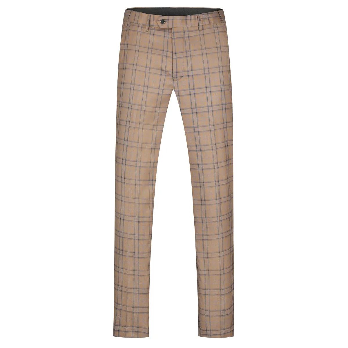 Plaid Stripe Suit Slim Fit 2-Piece Suit Deep Khaki