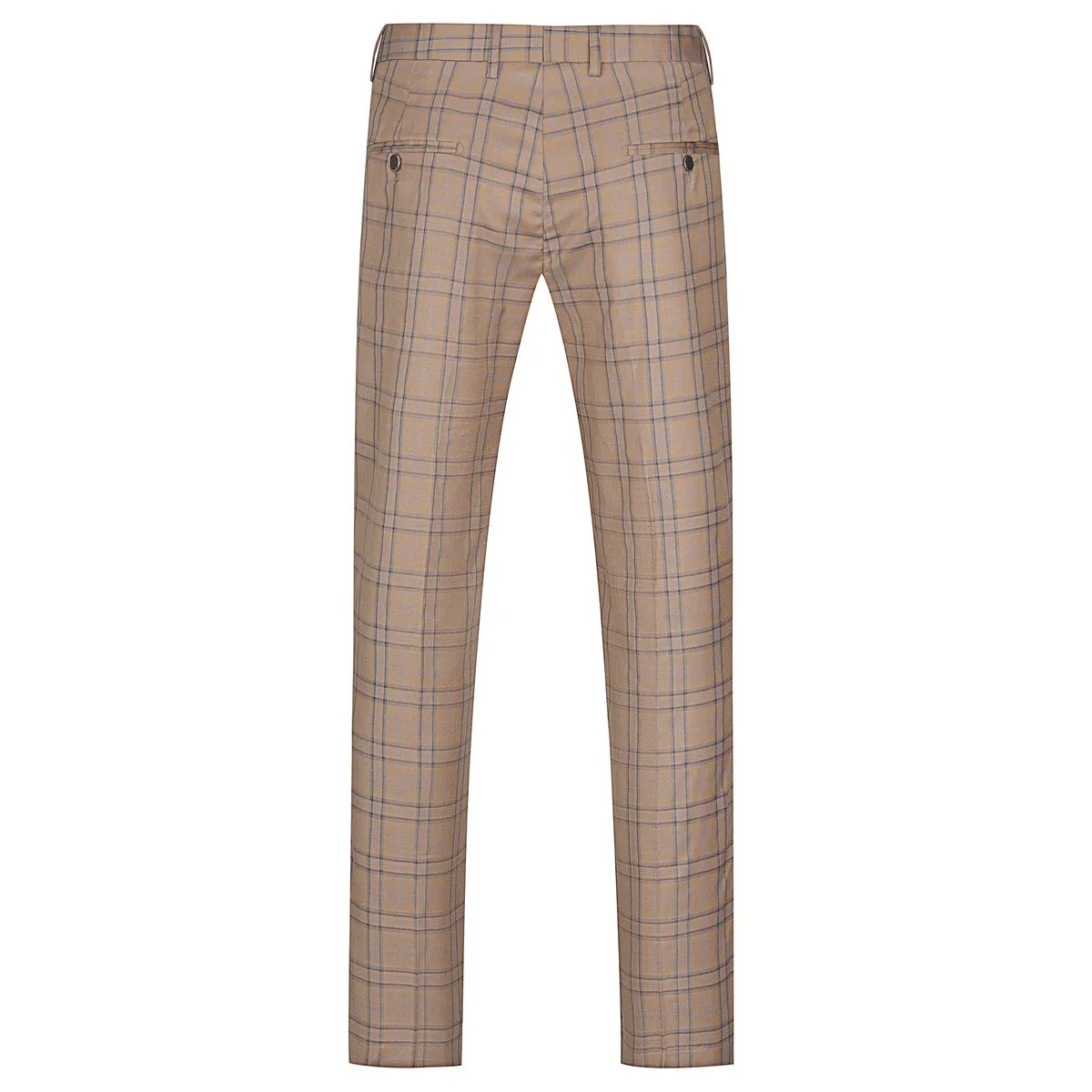 Plaid Stripe Suit Slim Fit 2-Piece Suit Deep Khaki