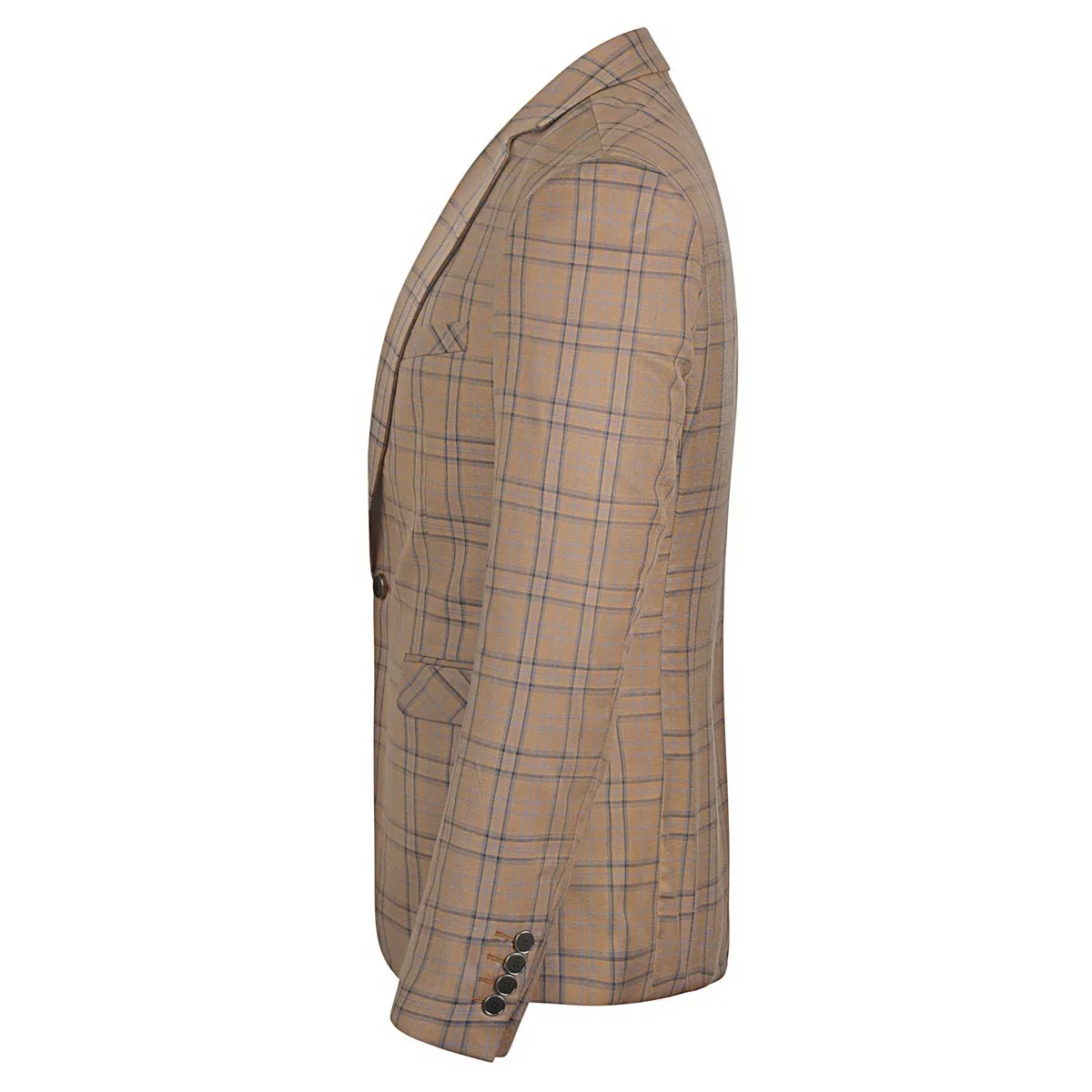 Plaid Stripe Suit Slim Fit 2-Piece Suit Deep Khaki