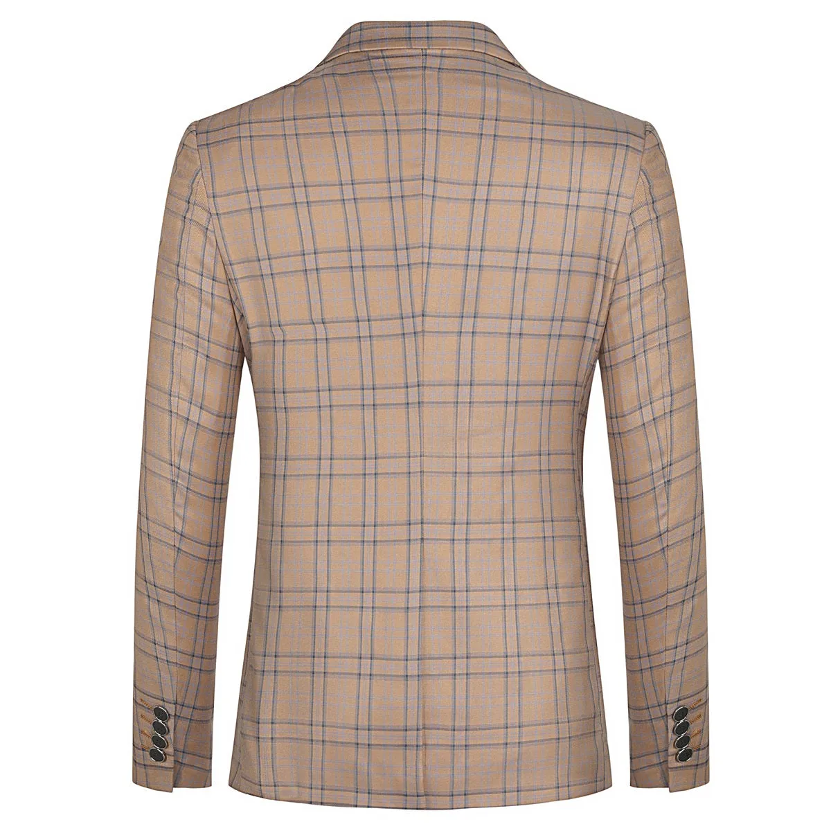 Plaid Stripe Suit Slim Fit 2-Piece Suit Deep Khaki