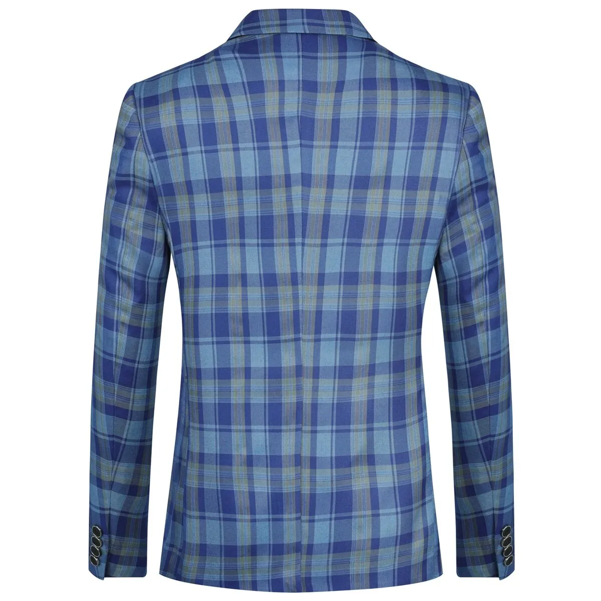 Plaid Stripe Suit Slim Fit 2-Piece Suit Light Blue