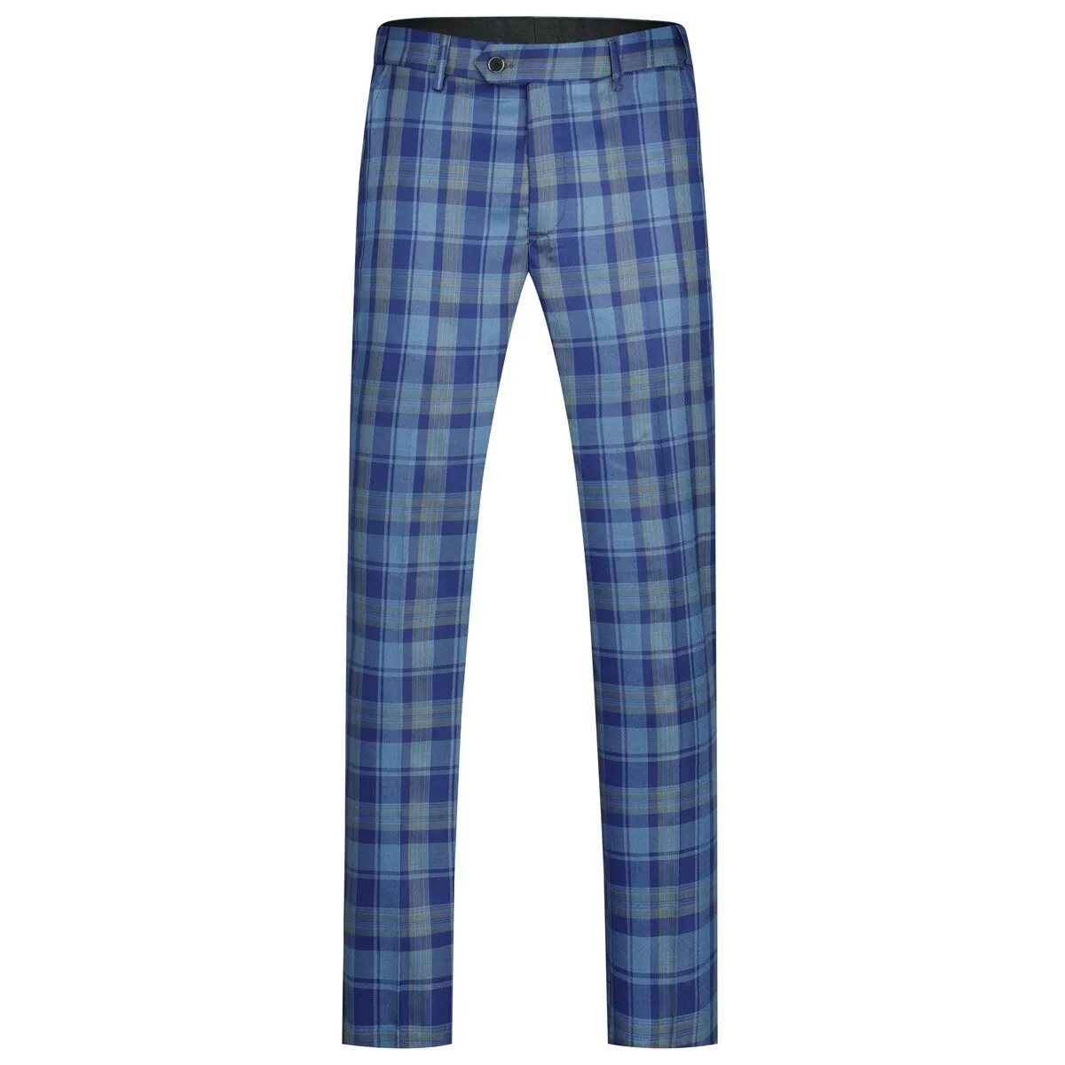 Plaid Stripe Suit Slim Fit 2-Piece Suit Light Blue