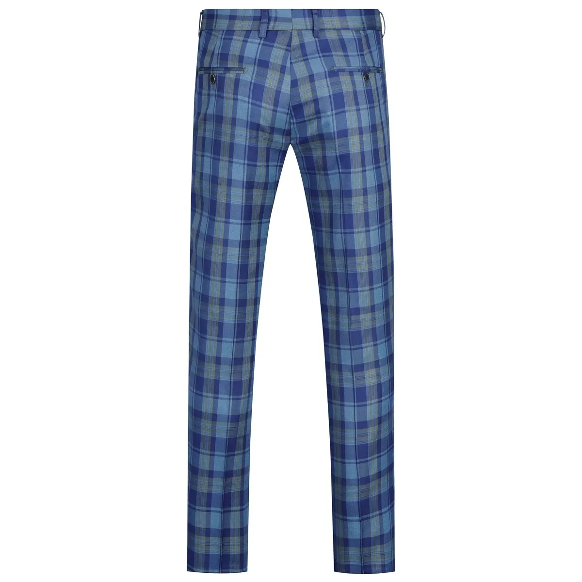 Plaid Stripe Suit Slim Fit 2-Piece Suit Light Blue