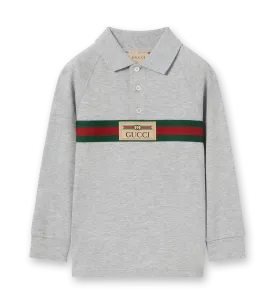Polo Shirt with Web Grey