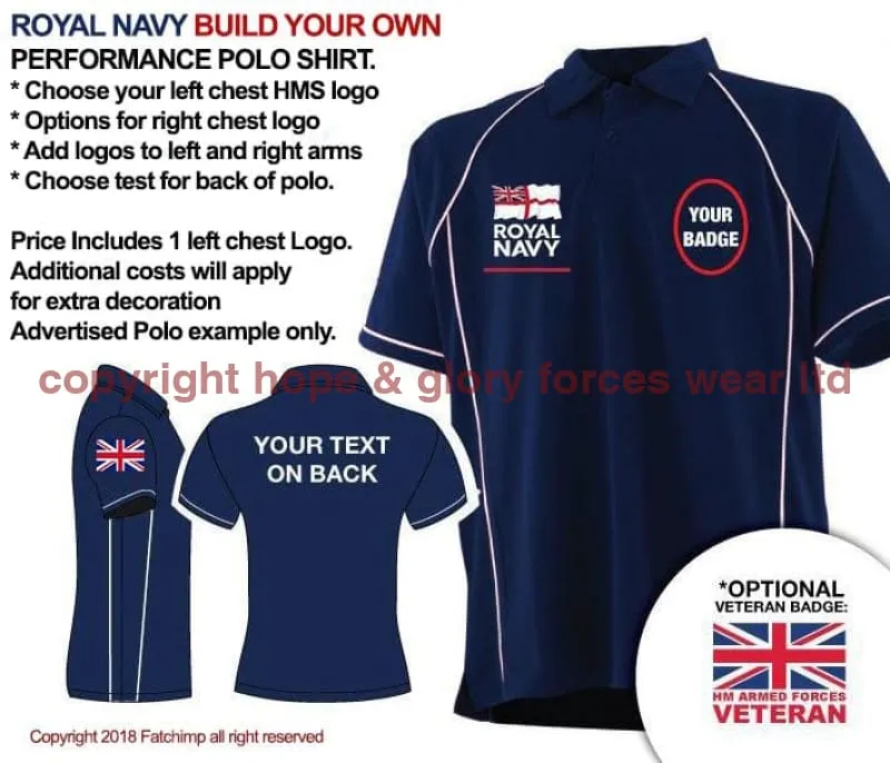 Royal Navy UNITS (Build Your Own) Men's Performance Polo Shirt